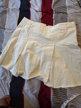Cream Pleated Mini Skirt